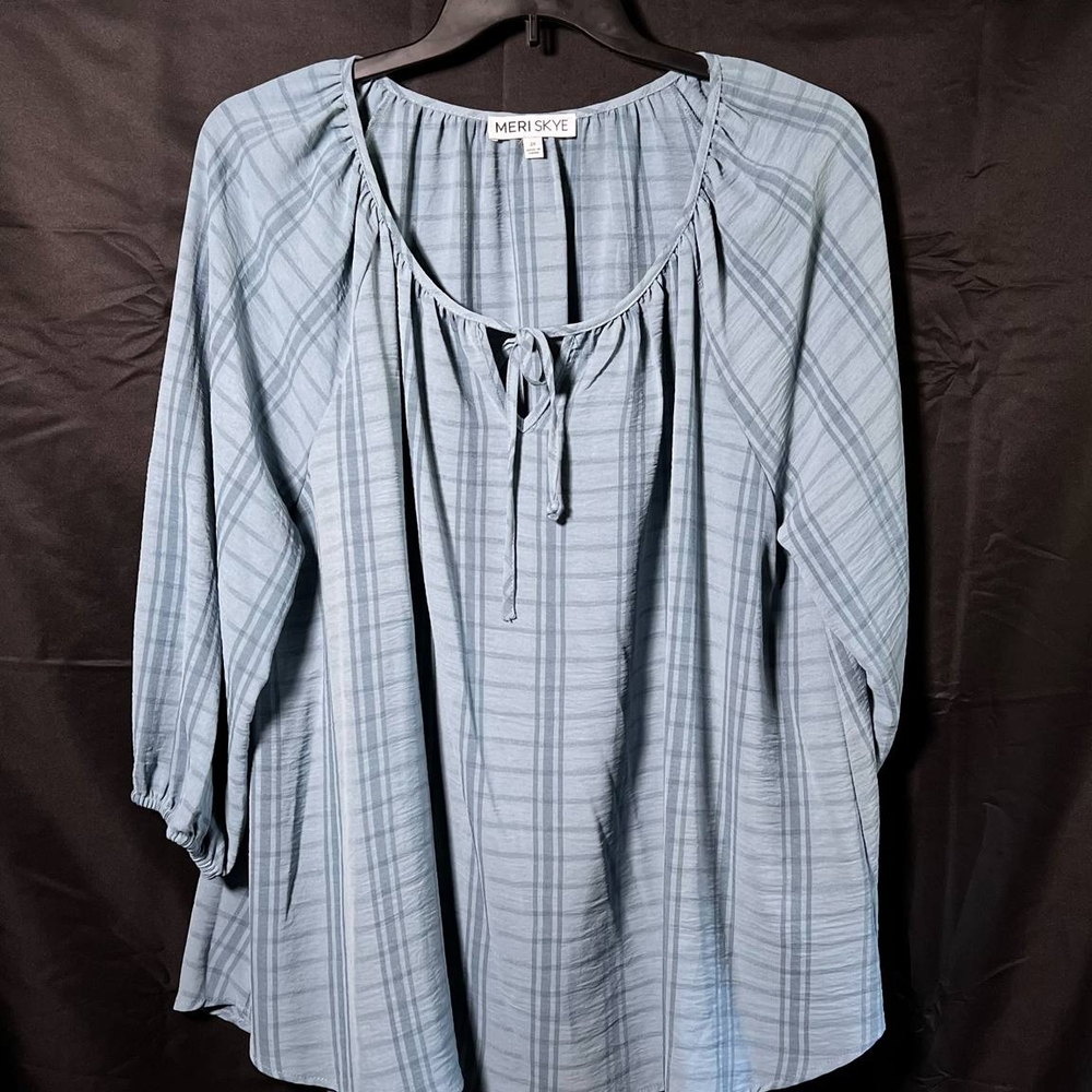 Meri Skye Women's Blue Plaid Blouse
